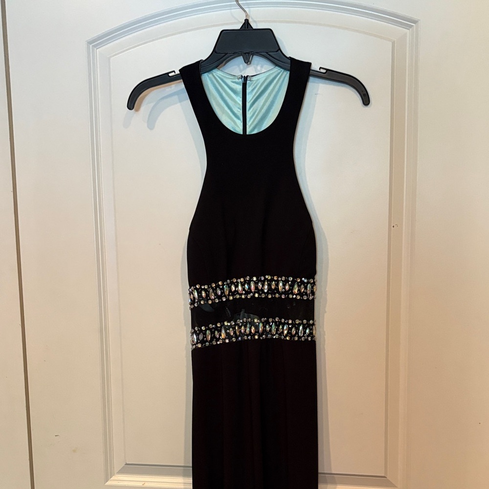 Blondie Nites Black Dress with Embellished Waist